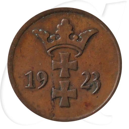 Danzig 2 Pfennig 1923 ss Wappen