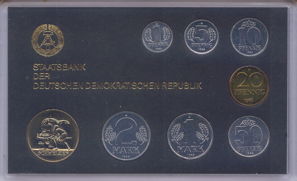 DDR Kursmünzensatz Mini 1986 st OVP mit Medaille Schmelzen