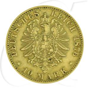 Deutschland Baden 10 Mark Gold 1876 ss Friedrich I.