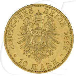 Deutschland Preussen 10 Mark Gold 1888 fast vz Friedrich III.