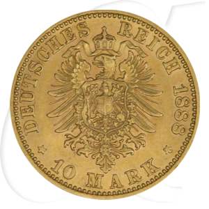 Deutschland Preussen 10 Mark Gold 1888 vz+ Friedrich III.