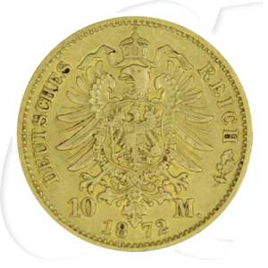 Deutschland Preussen 10 Mark Gold 1872 C ss Wilhelm I.