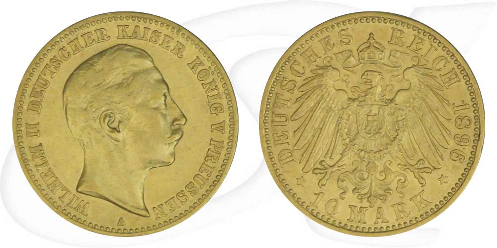 Deutschland Preussen 10 Mark Gold 1896 ss+ Wilhelm II.