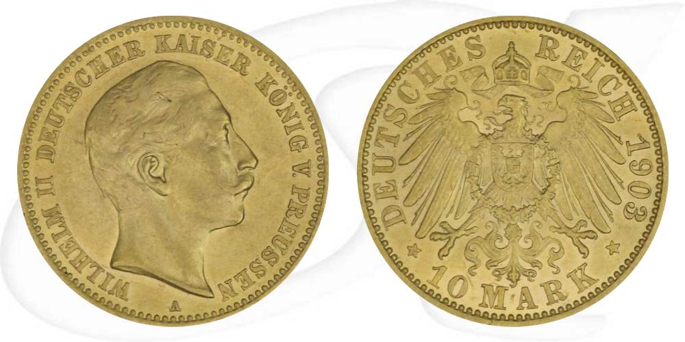 Deutschland Preussen 10 Mark Gold 1903 ss Wilhelm II.