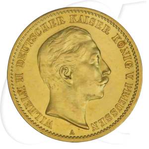 Deutschland Preussen 10 Mark Gold 1910 vz Wilhelm II.