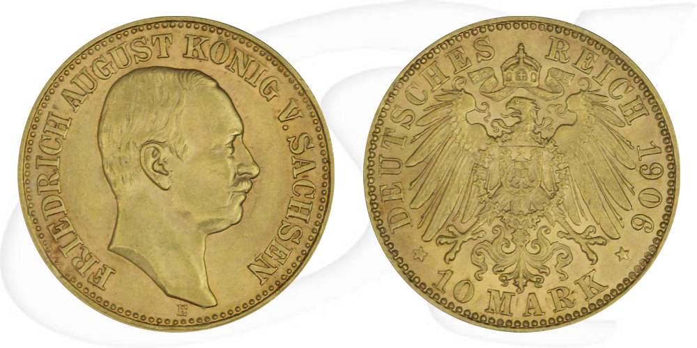 Deutschland Sachsen 10 Mark Gold 1906 E vz Friedrich August III.