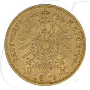 Kaiserreich 10 Mark Gold Württemberg Karl 1873 F ss