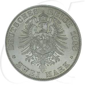 Deutsches Kaiserreich - Preussen 2 Mark 1888 A vz-st Friedrich III. Münzen-Wertseite