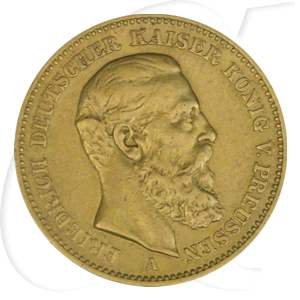 Deutschland Preussen 20 Mark Gold 1888 A ss Friedrich III.