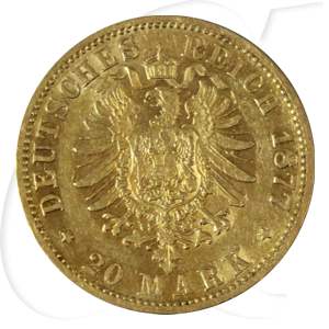 Deutschland Preussen 20 Mark Gold 1877 B ss Wilhelm I.
