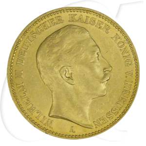 Deutschland Preussen 20 Mark Gold 1901 A vz Wilhelm II.