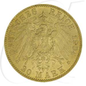 Deutschland Preussen 20 Mark Gold 1904 A vz Wilhelm II.
