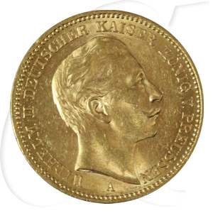 Deutschland Preussen 20 Mark Gold 1906 A vz+ Wilhelm II.