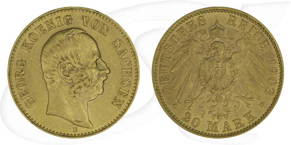 Deutschland Sachsen 20 Mark Gold 1903 E vz Georg