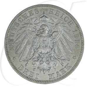 Deutschland Anhalt 3 Mark 1914 vz Silberhochzeit