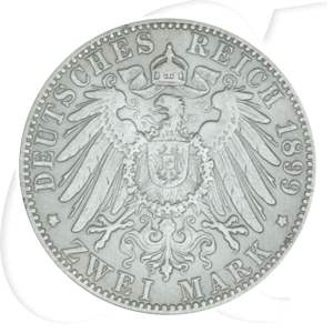 Deutschland Baden 2 Mark 1899 ss Friedrich I. Münzen-Wertseite