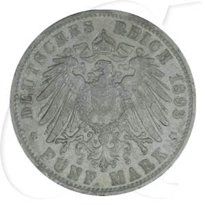 Deutschland Baden 5 Mark 1893 G ss Friedrich I.