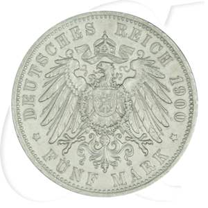Deutschland Baden 5 Mark 1900 ss Friedrich I.