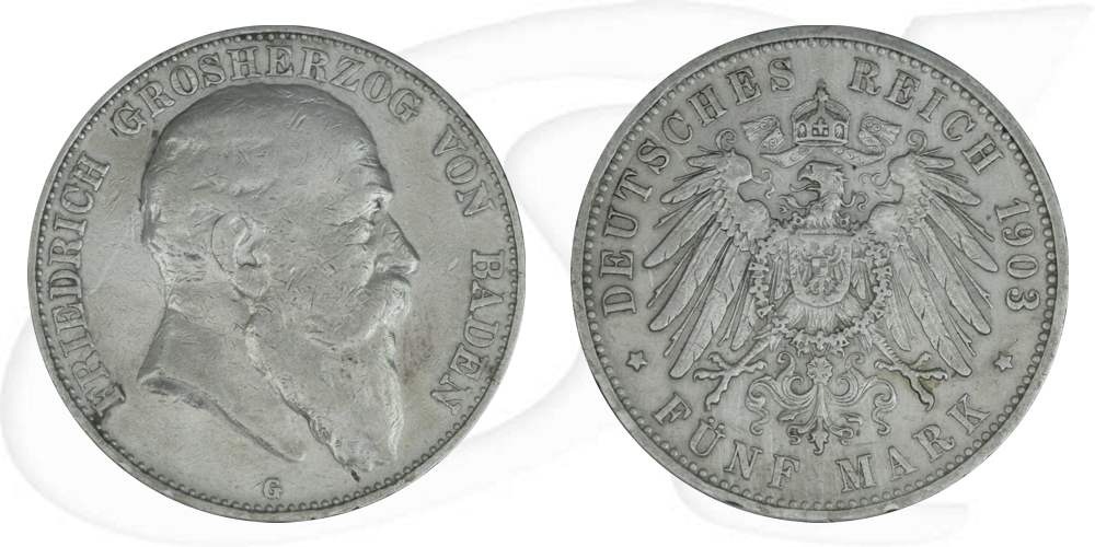 Deutschland Baden 5 Mark 1903 ss Friedrich I.