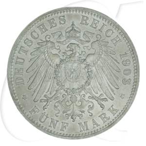 Deutschland Baden 5 Mark 1903 vz Friedrich I.