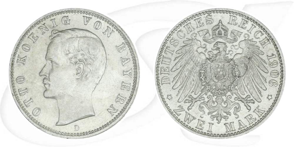 Deutschland Bayern 2 Mark 1906 vz Otto