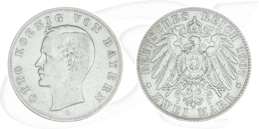 Deutschland Bayern 2 Mark 1907 ss Otto