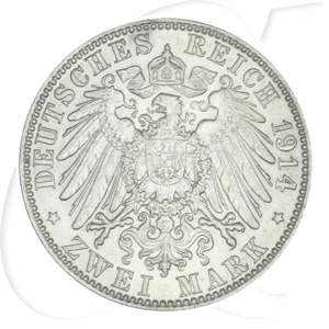 Deutschland Bayern 2 Mark 1914 vz Ludwig III.