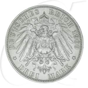 Deutschland Bayern 3 Mark 1909 ss-vz Otto