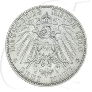 Deutschland Bayern 3 Mark 1910 ss-vz Otto
