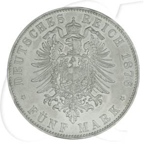 Deutschland Bayern 5 Mark 1876 vz-st König Ludwig II.