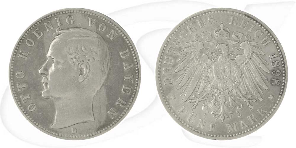 Deutschland Bayern 5 Mark 1898 ss Otto
