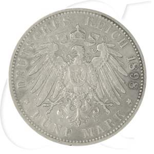 Deutschland Bayern 5 Mark 1898 ss Otto