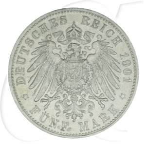 Deutschland Bayern 5 Mark 1901 ss Otto