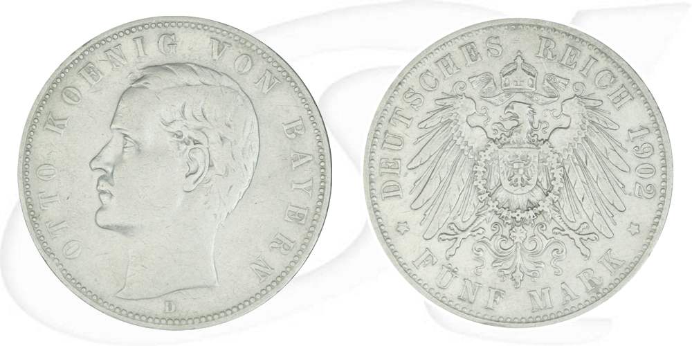 Deutschland Bayern 5 Mark 1902 ss Otto