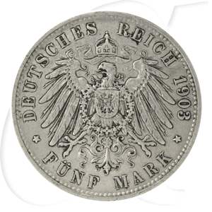 Deutschland Bayern 5 Mark 1903 fast ss Otto