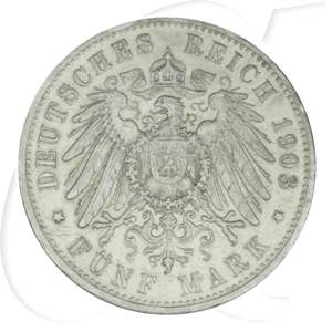 Deutschland Bayern 5 Mark 1903 ss Otto