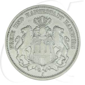 Deutschland Hamburg 2 Mark 1876 s-ss Wappen