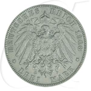 Deutschland Hamburg 3 Mark 1908 ss Wappen