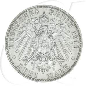Deutschland Hamburg 3 Mark 1911 ss-vz Wappen