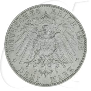 Deutschland Hamburg 3 Mark 1913 vz-st Wappen