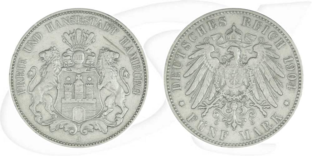 Deutschland Hamburg 5 Mark 1904 ss