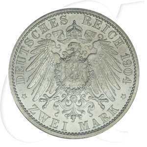 Kaiserreich - Hessen 2 Mark 1904 A vz 400. Geb. Philipps
