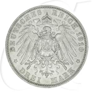 Kaiserreich - Hessen 3 Mark 1910 A ss-vz Großherzog Ernst Ludwig