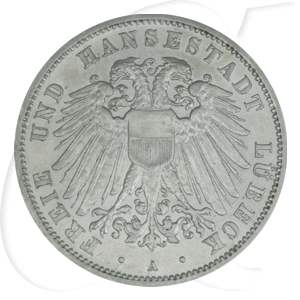 Deutschland Lübeck 3 Mark 1911 ss-vz Wappen