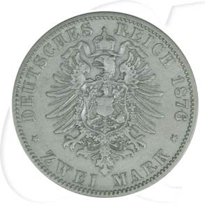 Deutschland Preussen 2 Mark 1876 A ss Wilhelm I.