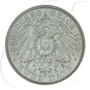 Deutschland Preussen 2 Mark 1913 vz-st Wilhelm II. Regierungsjubiläum