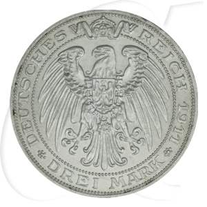 Deutschland Preussen 3 Mark 1911 vz Uni Breslau