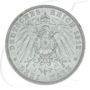 Deutschland Preussen 3 Mark 1912 ss Wilhelm II.
