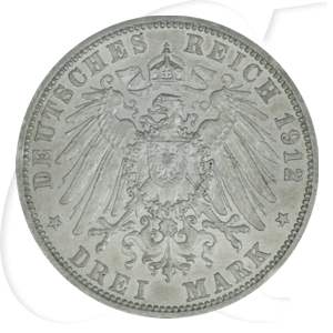 Deutschland Preussen 3 Mark 1912 vz Wilhelm II.