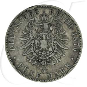 Deutschland Preussen 5 Mark 1876 A s-ss RF Wilhelm I.